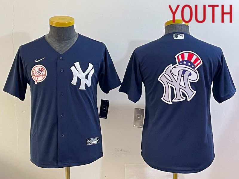 Youth New York Yankees Blank Blue Game 2024 Nike MLB Jersey style 12098->youth mlb jersey->Youth Jersey